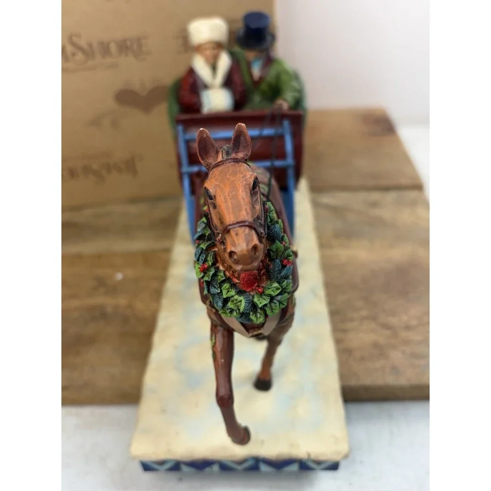 2006 Jim Shore Heartwood Creek Dashing Into The Season Couple in Sleigh W/ Horse